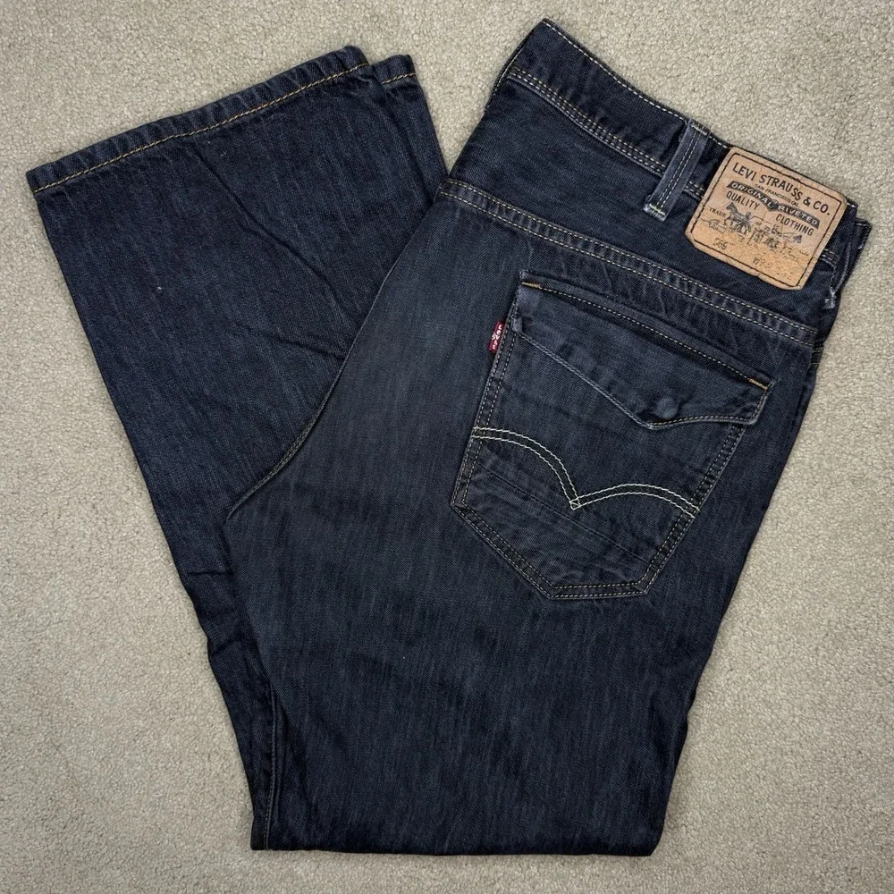 Levis 569 Baggy Jeans 38/32 (39/29.5) Black Washed Grunge Wide Y2K Flap Pocket